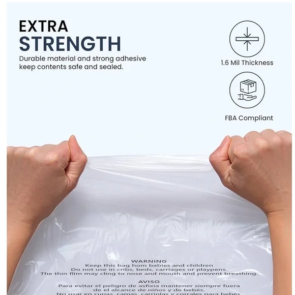 (20) 6x9 seal adhesive strip clear poly bags Suffocation Warning Bags - Picture 3 of 3
